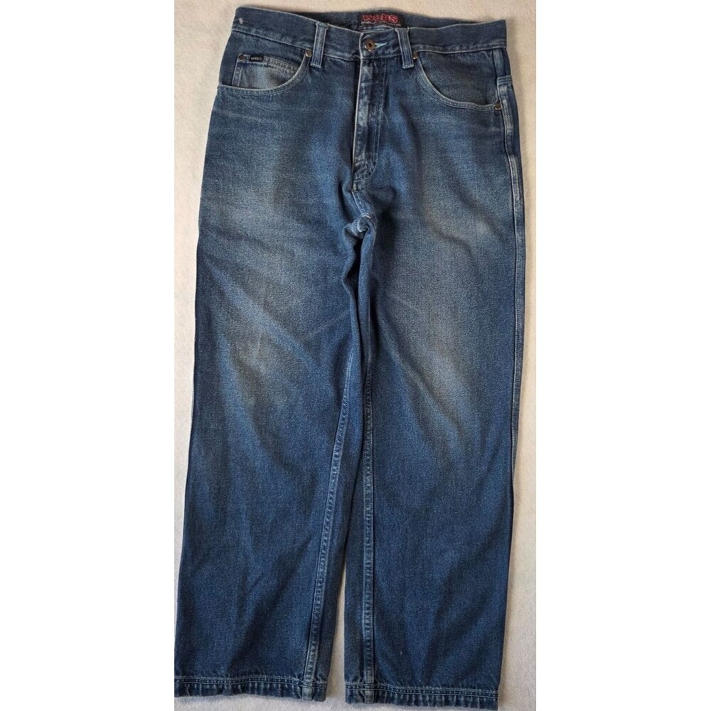 Webs Original Jeanswear Skate Jeans Mens 34x27 Blue Baggy Size 34 Embroidered